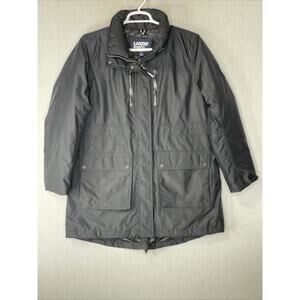 Lands' End Womens Heavy Coat 80% Down 20% Feathers Size Large Black Winter Warm
